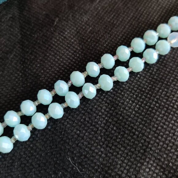 Rush by Denis & Charles BLUE Glass Faceted Beads/Crystal Long Necklace - Picture 5 of 9